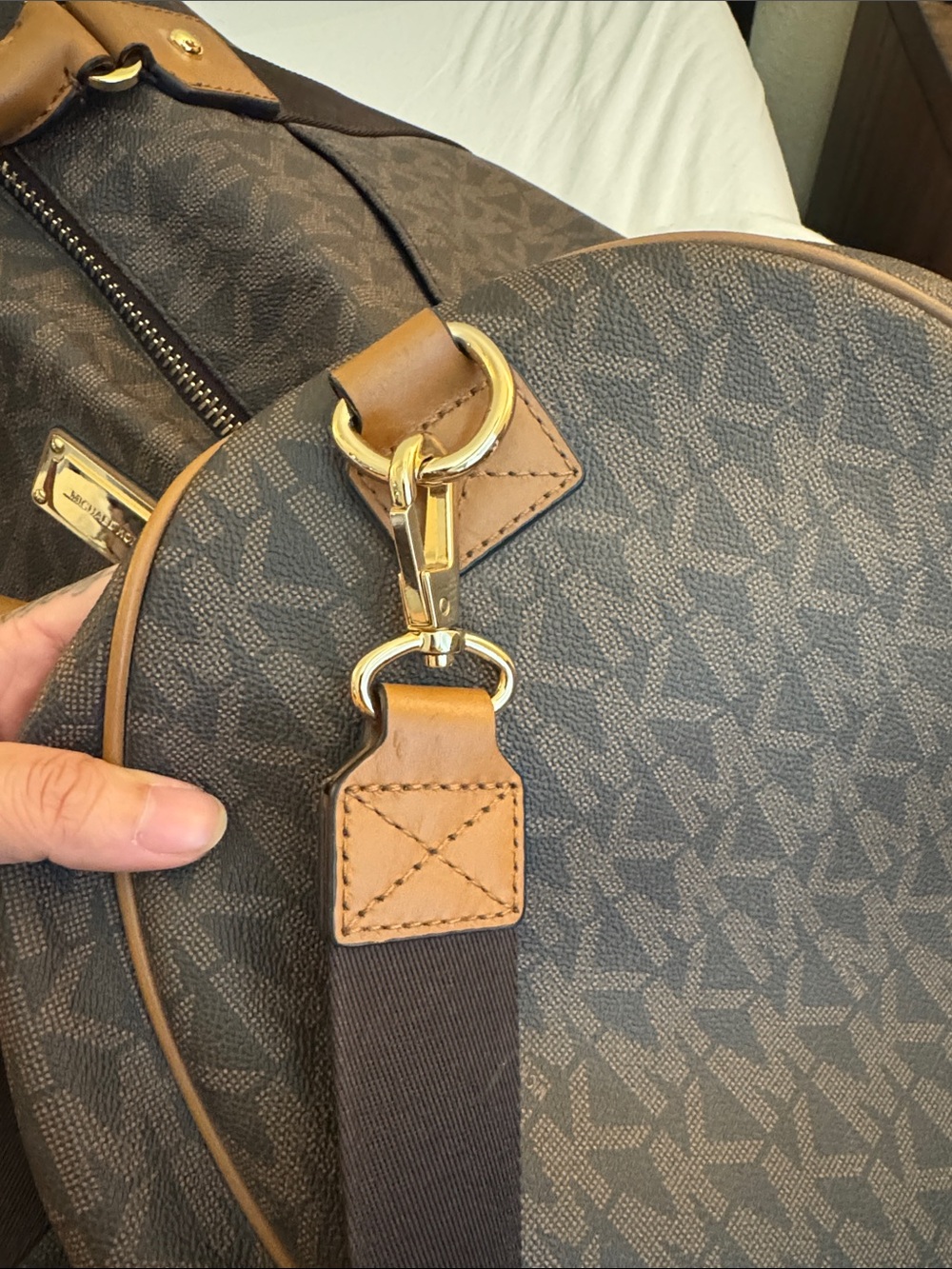 Michael Kors Brown Signature MK Canvas Duffel - Picture 6 of 13